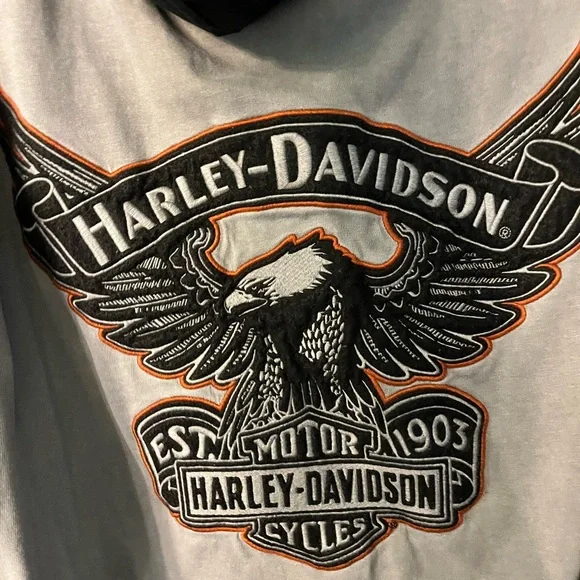 Harley-Davidson Gray and Black Long Sleeve hooded Shirt . Size XL - Picture 4 of 5